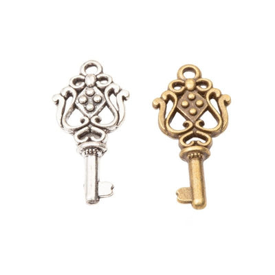 Heart Top Key Charm finish comparison on a white background