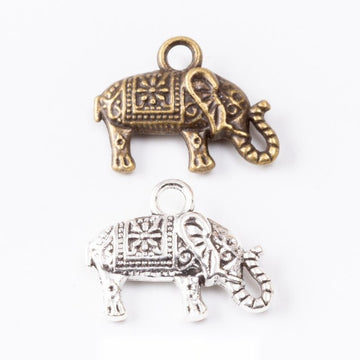 Ornate Walking Elephant Metal Charm Pendant For Jewelry Making And Craft Projects