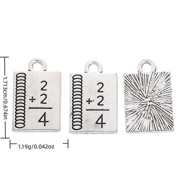 Math Formula Book Metal Charm Pendant in 1 Finish for DIY Jewelry