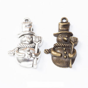 Vintage Style Metal Top Hat Snowman Charm in 2 Metal Finishes