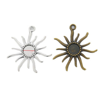 Sunburst Cabochon Setting Charm Metal Pendant for Jewelry Making