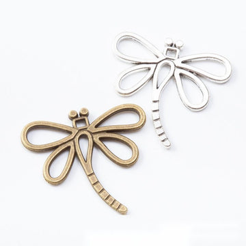 Openwork Dragonfly Charms in Two Antique Metal Finishes