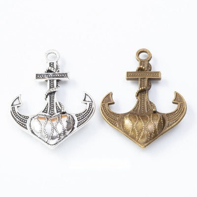Heart Anchor Charm finish comparison on a white background