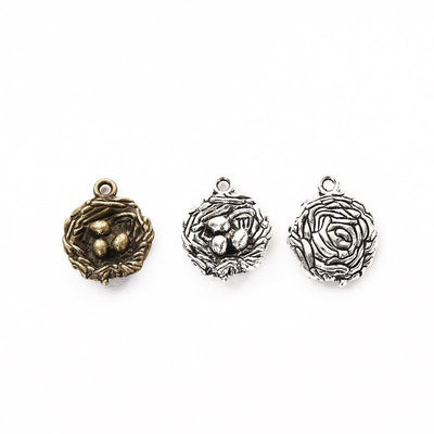 Bird Nest metal component, front grouping showing the available finishes.
