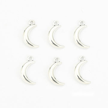 Mini Crescent Moon Metal Charms in Antique Silver Finish