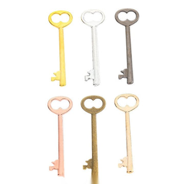 Antique Metal Heart Bow Key Charm Pendant With Textured Detail, 6 Finishes