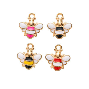 Striped Enamel Bee Charm Metal Pendant for Jewelry Making