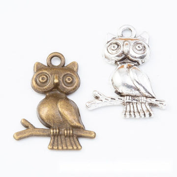 2-Finish Owl On Branch Pair Metal Jewelry Components for Crafts