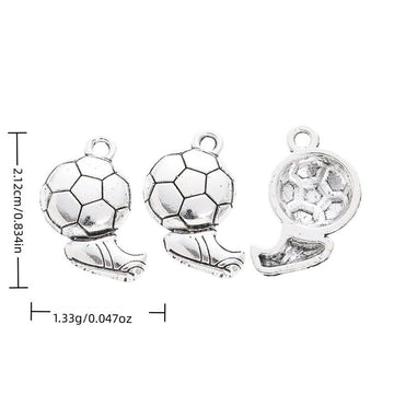 Antique Silver Soccer Ball Boot and Player Metal Charms