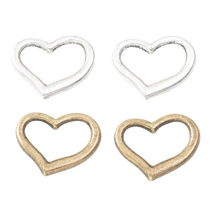 Antique Open Heart Metal Link Component, Two Finishes