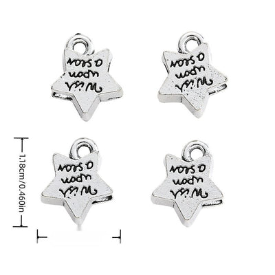 Antique Silver wish upon a star charm shown in product image 1