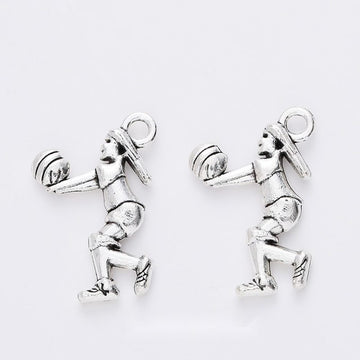 Volleyball Girl Charms in Antique Silver for Jewelry Making