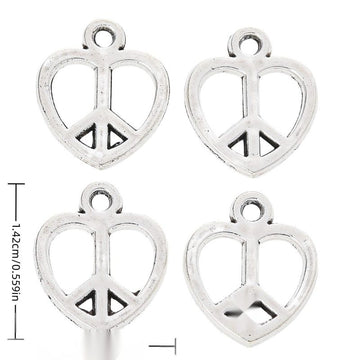 Heart Peace Sign Charm in 1 Metal Finish for Jewelry Making