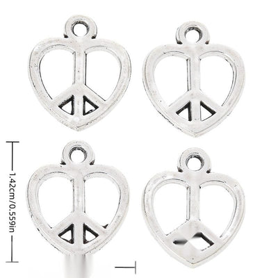 Antique Silver heart peace sign charm shown in product image 1