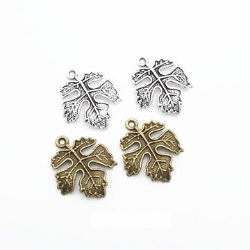 Textured Maple Leaf Metal Charms in Two Antique Finishes