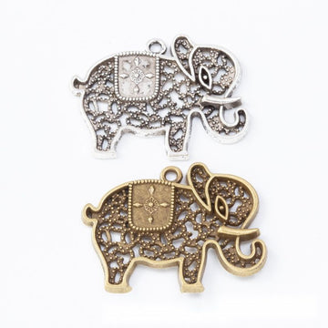 Filigree Elephant Metal Charm 2 Finish Options Craft Supply