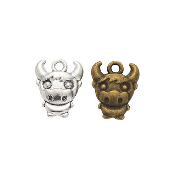 Cartoon Bull Head Detailed Metal Charm in 2 Finishes