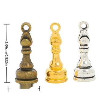 Dimensional Chess Bishop Metal Charms in Three Antique Finishes