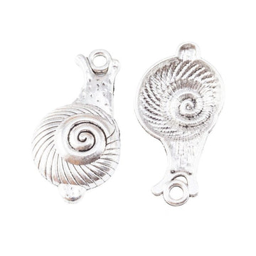 Spiral Snail Connector Charm in Antique Silver Tone