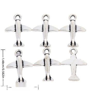 Front View Airplane Metal Charm Pendant for Jewelry Making