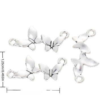Double Butterfly Connector Alloy Connector in Antique Silver Finish