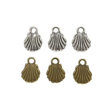 Scallop Shell Detailed Metal Charm in 2 Finishes for Crafting