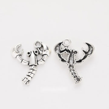 Detailed Lobster Charm in Antique Silver for Jewelry Making