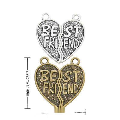 Finish overview of best friend split heart dotted metal charm