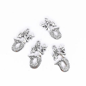 Curled Mermaid Detailed Metal Charm in 1 Finish for Crafting