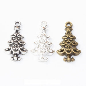 Decorated Christmas Tree Charm Alloy Jewelry Making Component in 3 Finish Options