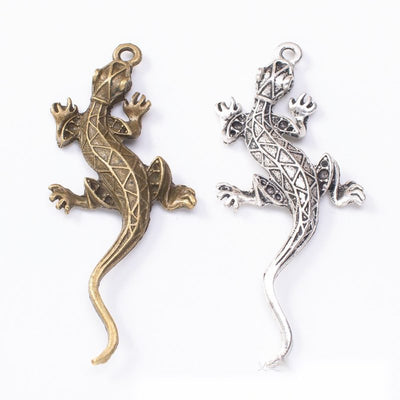 Long-Tail Lizard Metal Charm Pendant shown in the available visible finishes