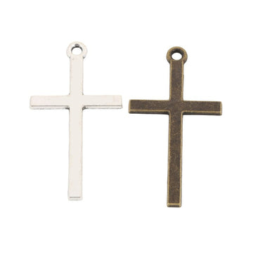 Vintage Simple Cross Charm in 2 Finishes for DIY Jewelry Making