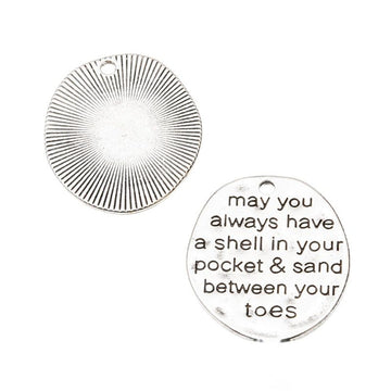 Round Pocket and Sand Quote Metal Charm Jewelry Making Pendants