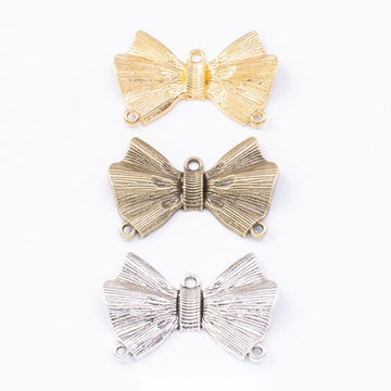 Textured Bow Metal Connector Charms in Three Finishes