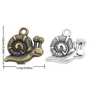 Detailed Snail Charm in Antique Bronze and Silver Tones