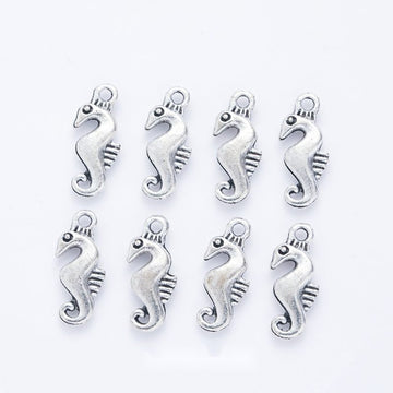 Curled Seahorse Detailed Metal Charm in 1 Finish for Crafting