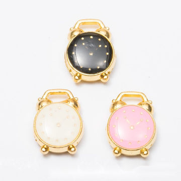 Colorful Alarm Clock Charm in 3 Enamel Colors for DIY Jewelry Making
