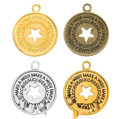 Finish overview of star wish success round metal charm