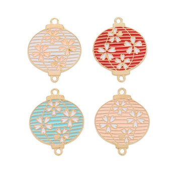 Openwork Enamel Lantern Charms in Four Soft Colors