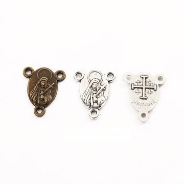 Vintage Style Metal Religious Medal Three Loop Connector in 2 Metal Finishes