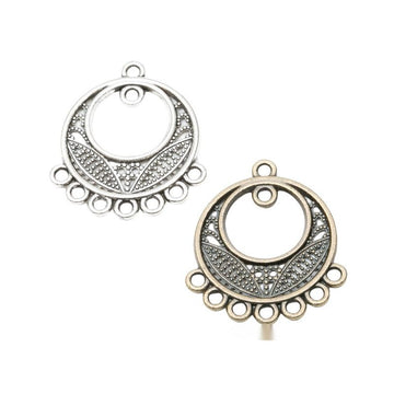Seven-Loop Connector Textured Round Metal Jewelry Link