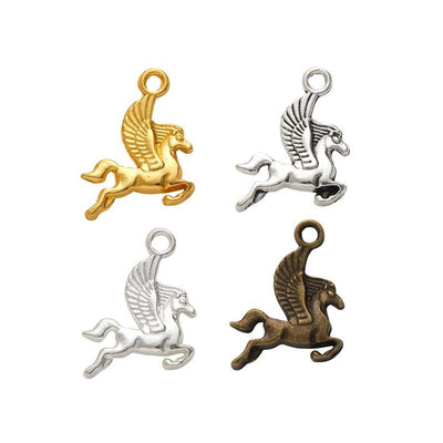 Product photo 1 of the flying pegasus charm highlighting its small winged horse in a running pose