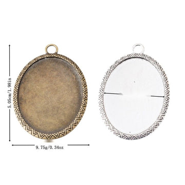 Oval Cabochon Pendant Setting with Engraved Border