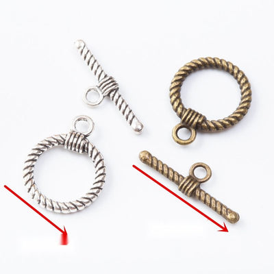 Grouped front views of toggle clasps