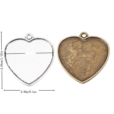 Group view of heart pendant tray styles on a white background