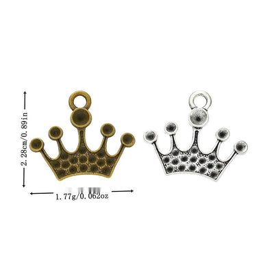 Beaded Crown Charm finish comparison on a white background