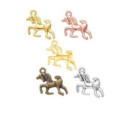 Horse And Rider Charm Pendant finish comparison showing a rider seated on a walking horse