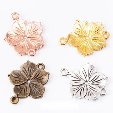 Layered Flower Connector Metal Component in 4 Distinct Finishes for Jewelry Making