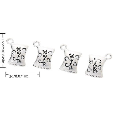 Product image showing the sweet candy bag metal charm and its visible metal details