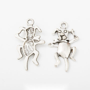 Playful Long-Eared Dog Metal Charm in Antique Silver Finish